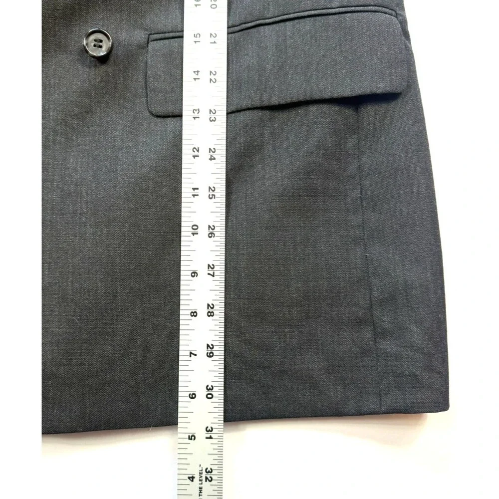 Tom James Investment Collection Suit Charcoal Grey Pinstripe Double Breasted